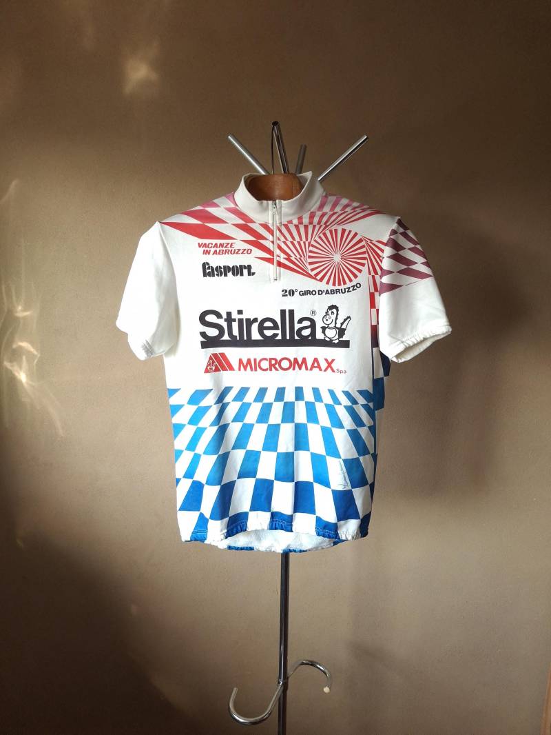 Vintage 90Er Jahre Weißes Kurzarm Radtrikot Mit Auffälligem Muster, Größe L von VintageCycling