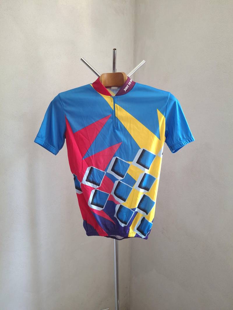 Vintage 90Er Retro Bunt Abstraktes Kurzarm Radtrikot, Größe M von VintageCycling