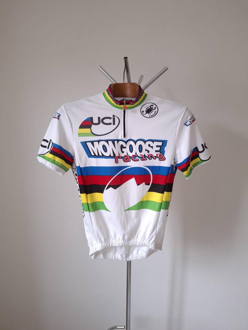 Wm "Mongoose Racing' Radtrikot Kurzarm Mit Regenbogenbändern, Größe M Kurz von VintageCycling