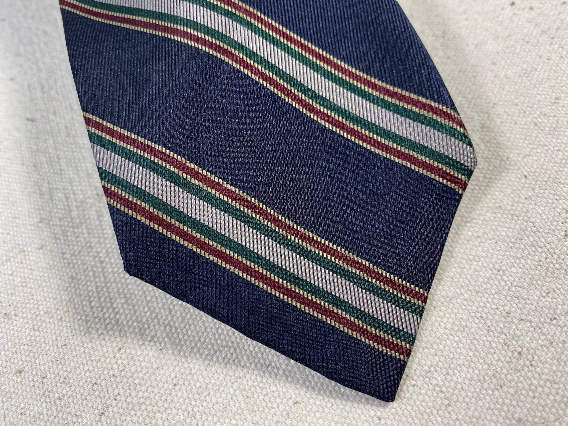 Vintage Robert Talbot Nordstrom Retro Krawatte Regiment Streifen Navy Blau Silber Grün Rot Männer von VintageDePlage