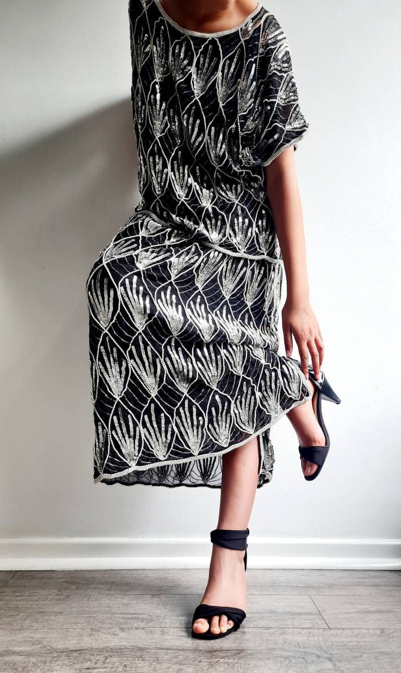 Frank Usher London 2Er Set Vintage Couture 80Er Designer Pailletten Top + Rock Schwarz Silber Selten Frank Usher London 2Er Set Vintage Couture 80Er Designer Pailletten Top + Rock Schwarz Silber Selten von VintageDealersHH