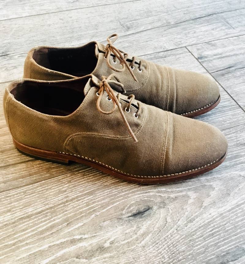 Jil Sander Vintage Schnürschuhe Khaki Leinen Gr. 38 Jil Sander Vintage Schnürschuhe Khaki Leinen Gr. 38 von VintageDealersHH