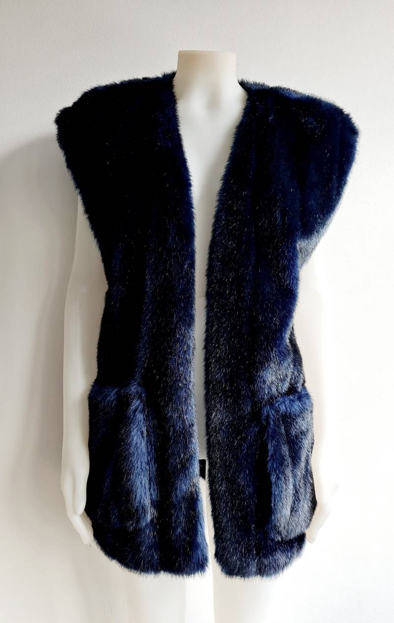 Jolipel Niedieck Vintage Damen Fell Weste Kunstfell Dunkelblau Gemütlich Übergangsbekleidung Jolipel Niedieck Vintage Damen Fell Weste Kunstfell Dunkelblau Gemütlich Übergangsbekleidung von VintageDealersHH