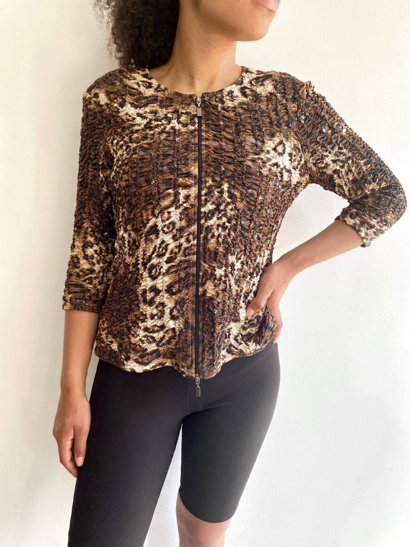 Joseph Ribkoff Leo Print Jacke Vintage Reißverschluss Pailetten Joseph Ribkoff Leo Print Jacke Vintage Reißverschluss Pailetten von VintageDealersHH