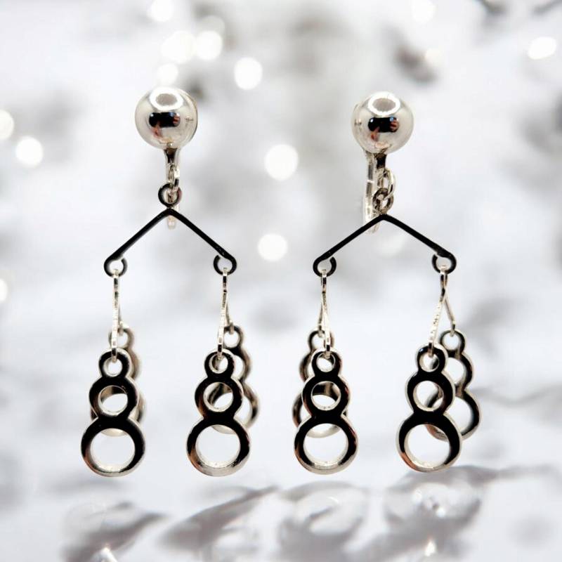 Vintage Mobile Ohrringe Silberfarbene Hängeohrringe von VintageDelightShop