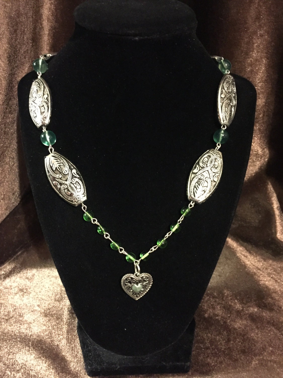 Valentinstag Silber Perlen Herz Anhänger Valentinstag Silber Perlen Herz Anhänger von VintageDesignsbyDee