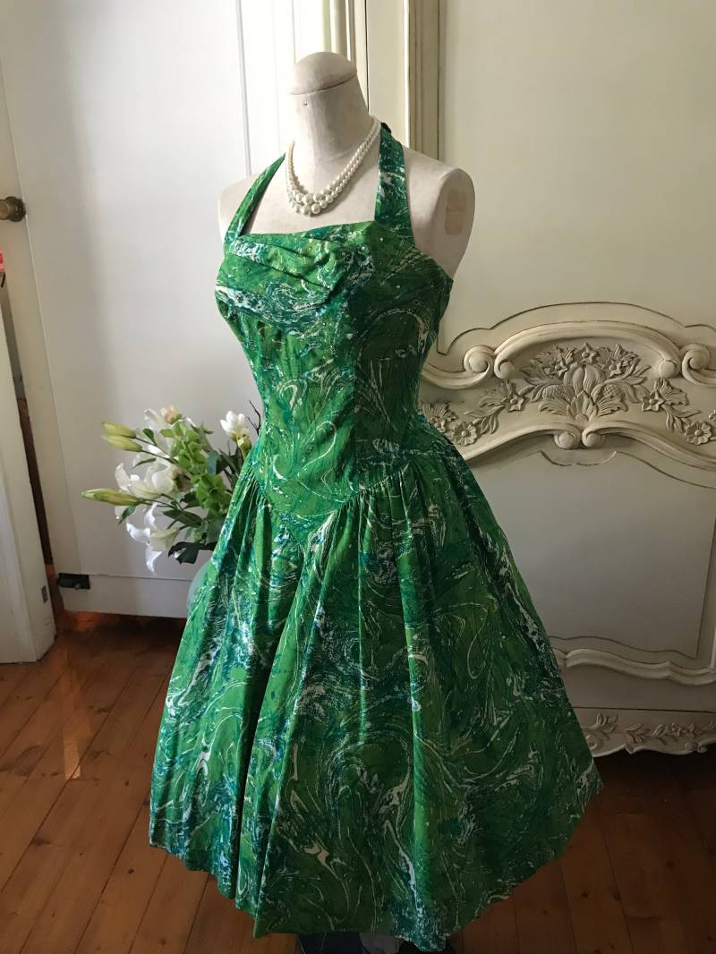 1950-60S Vintage Kleid Voller Rock Grün 1950-60S Vintage Kleid Voller Rock Grün von VintageDressUpStore
