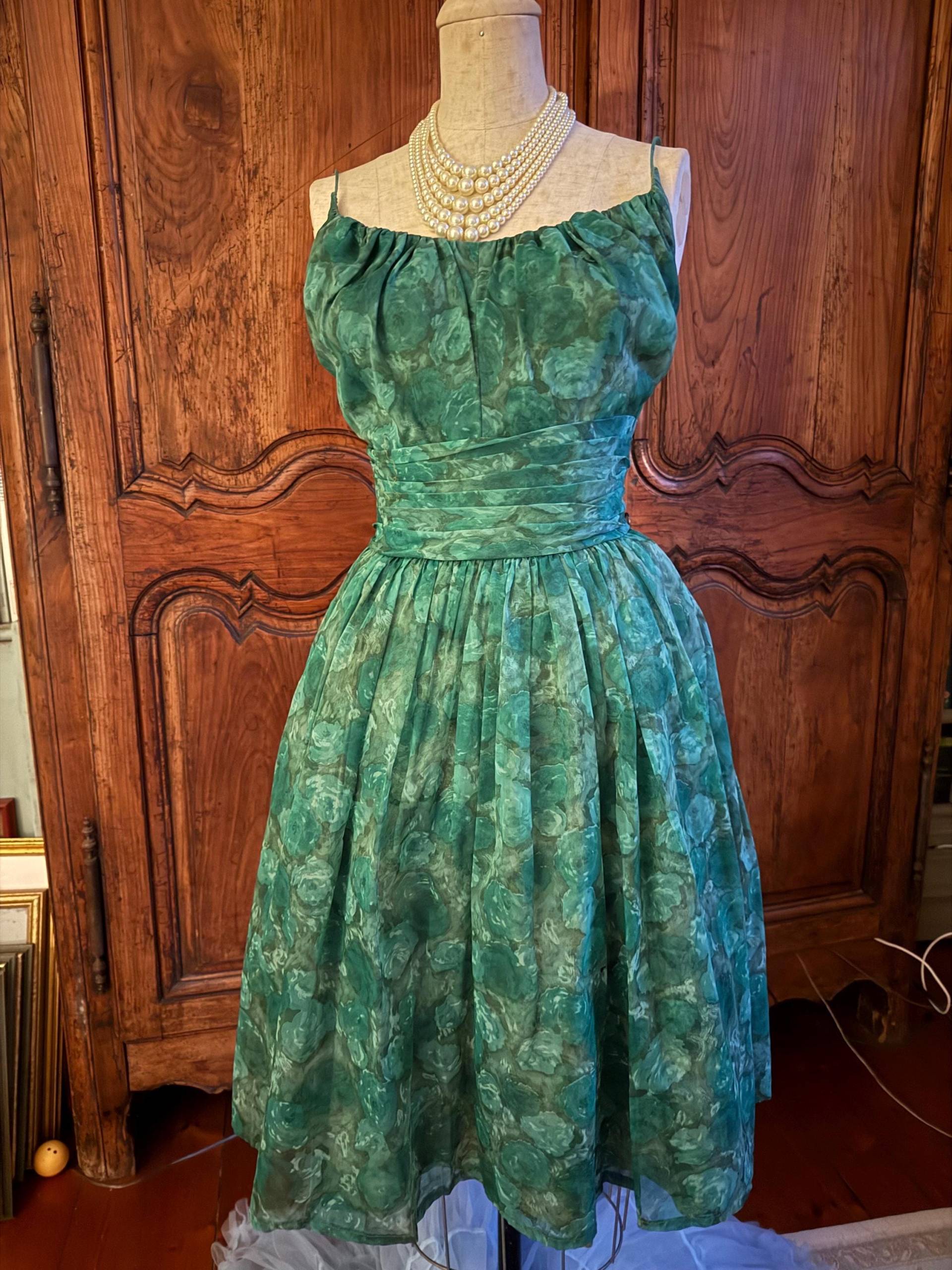 1950Er Jahre Vintage Kleid Grün 1950Er Jahre Vintage Kleid Grün von VintageDressUpStore