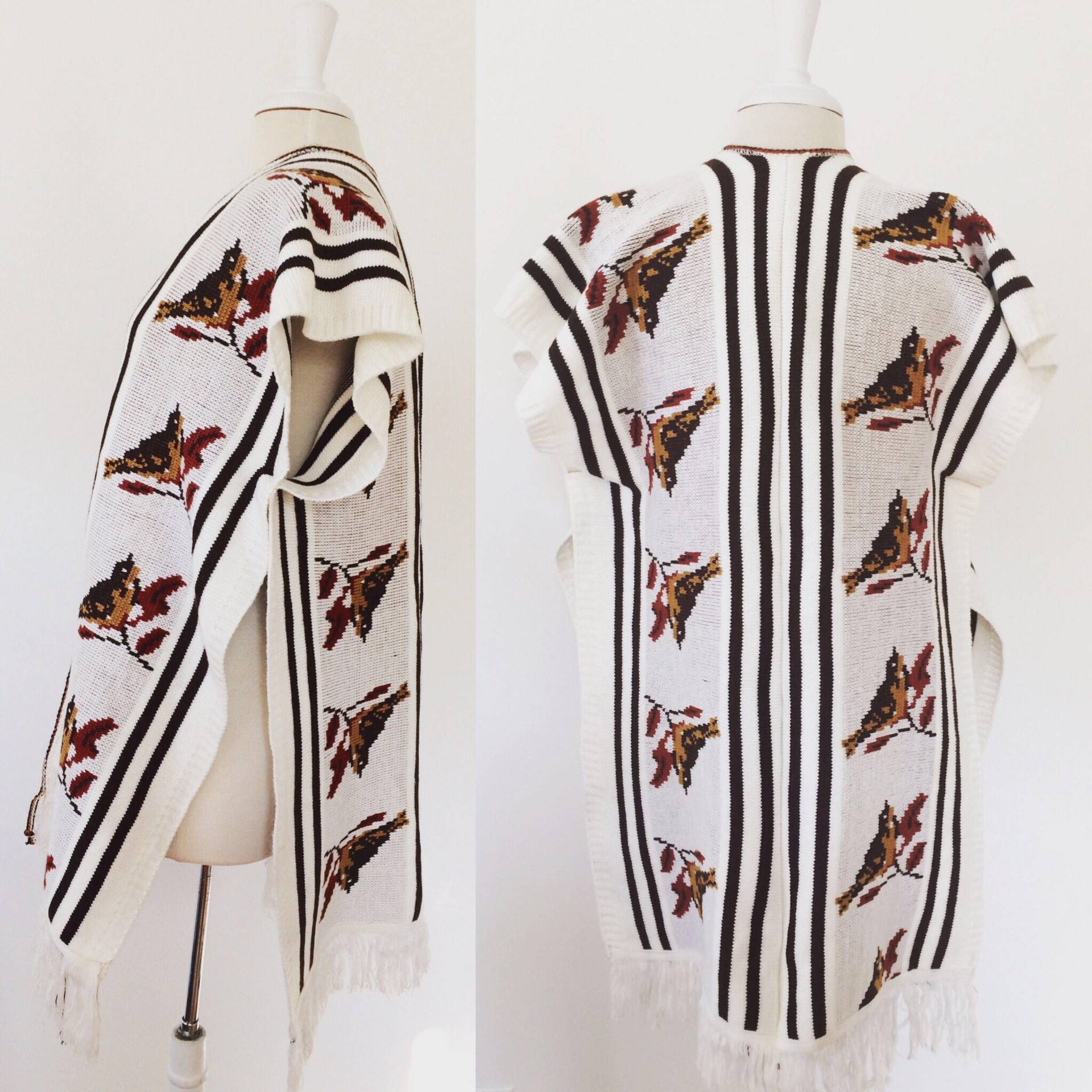 1970Er Jahre Poncho-Stil Pullover Mit Vogelmuster Southwestern Style von VintageDrifter