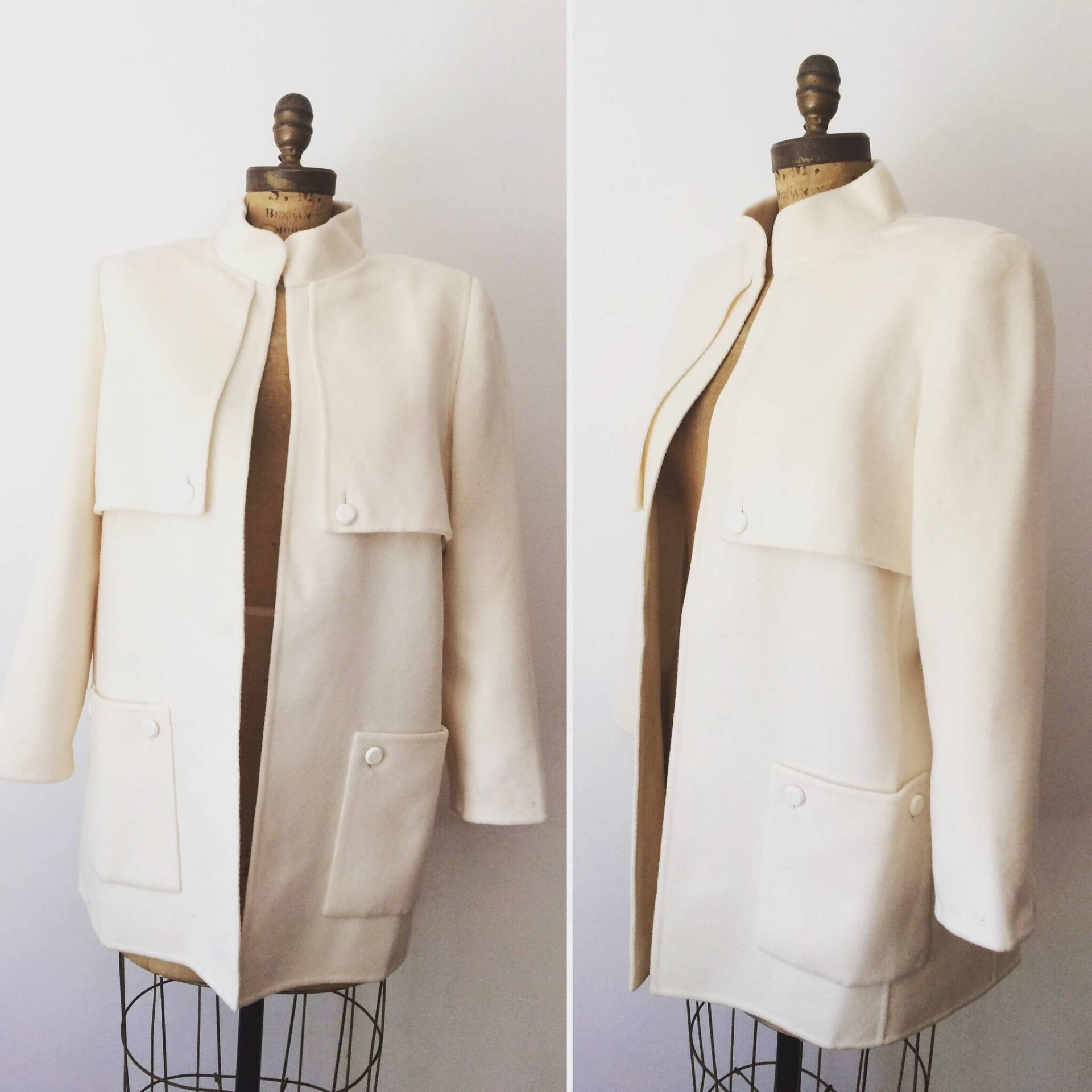 Andre Laug Seltene Vintage Weiß Kaschmir Mantel von VintageDrifter