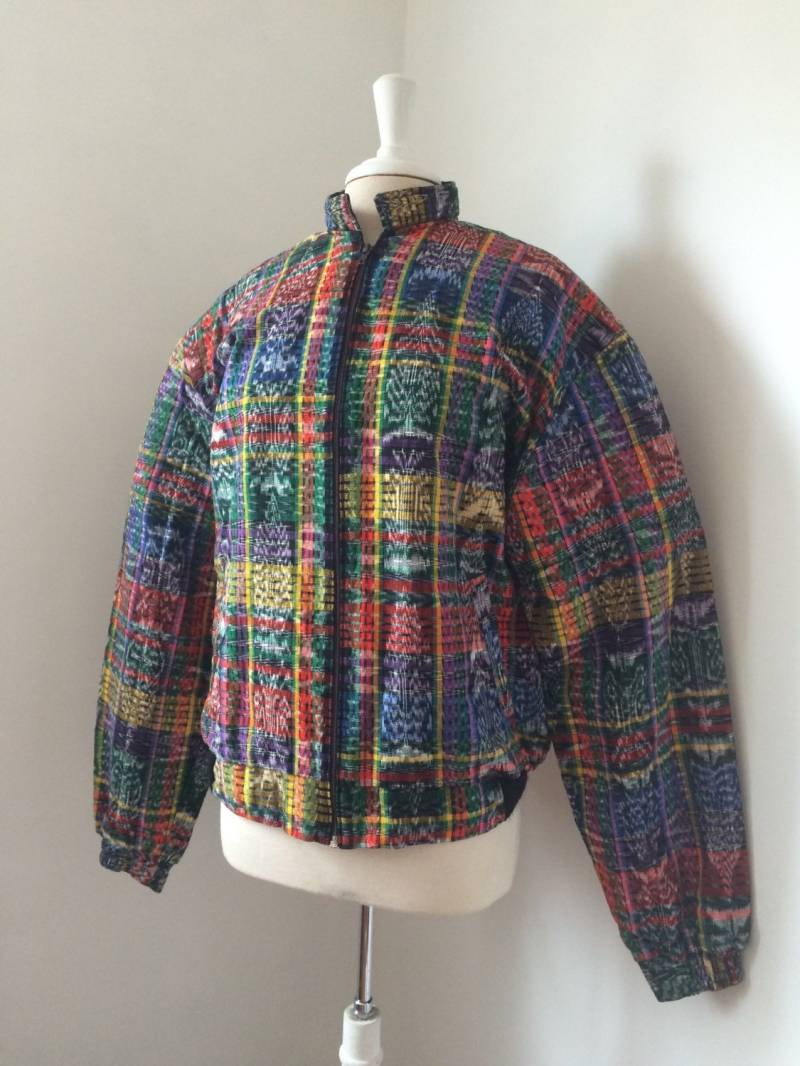 Ikkat Muster Bomberjacke, Leicht Unisex Ungetragen von VintageDrifter