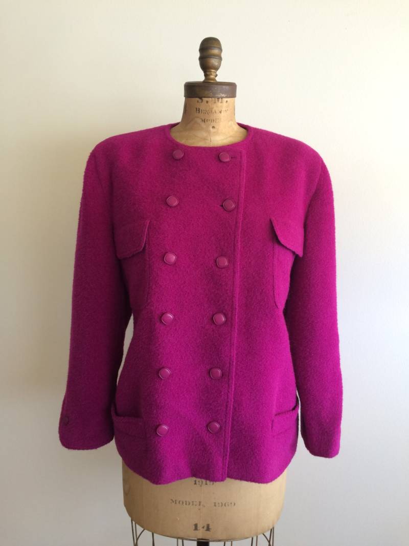 Jean Louis Scherrer Boutique 80Er Jahre Fuchsia Wollblazer. Hergestellt in Frankreich von VintageDrifter