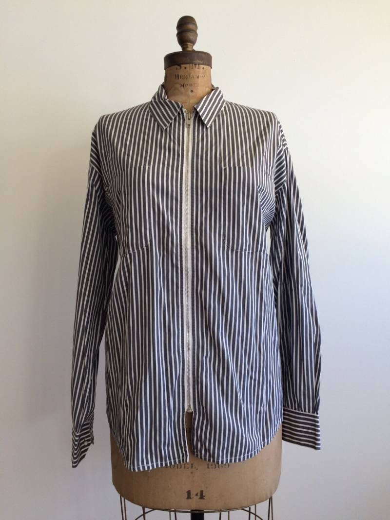 Vintage Gestreifte Baumwolljacke/Top Aus Super Weicher Baumwolle Italien von VintageDrifter