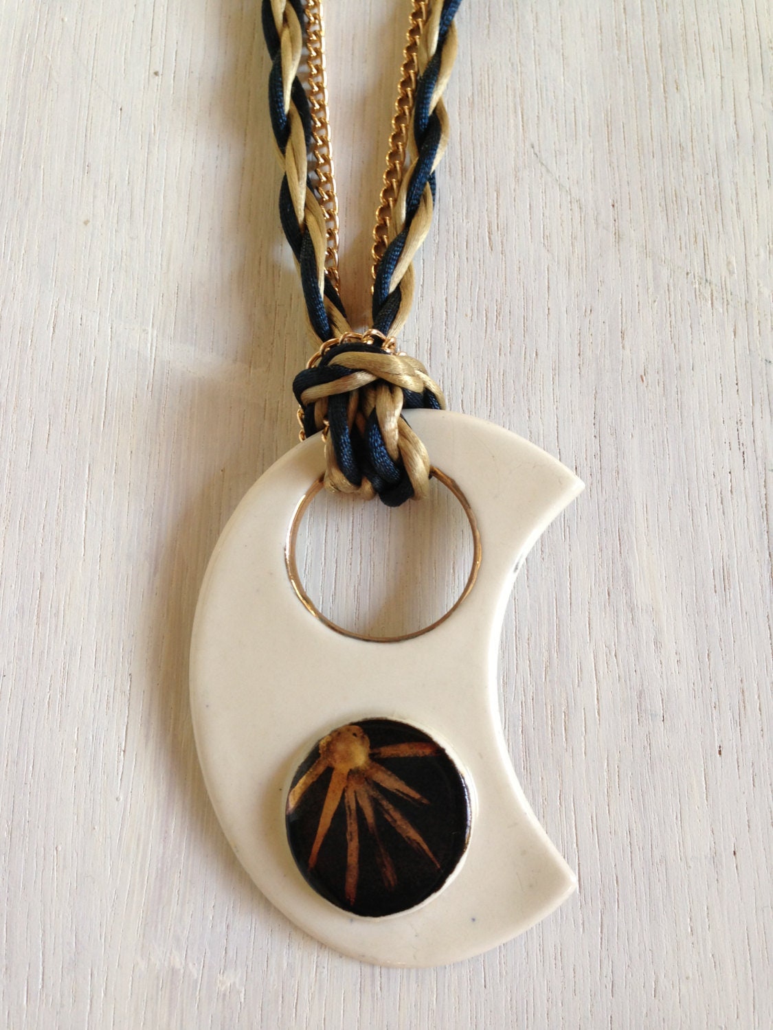 Handgemachte Halskette Mit Anhänger Aus Ton, Vintage-stil, 58cm von VintageEclectica