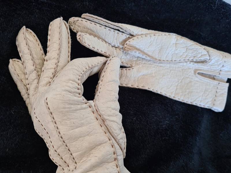1950Er Peccary Leder Handschuhe Vintage 50S Gloves von VintageFebbre