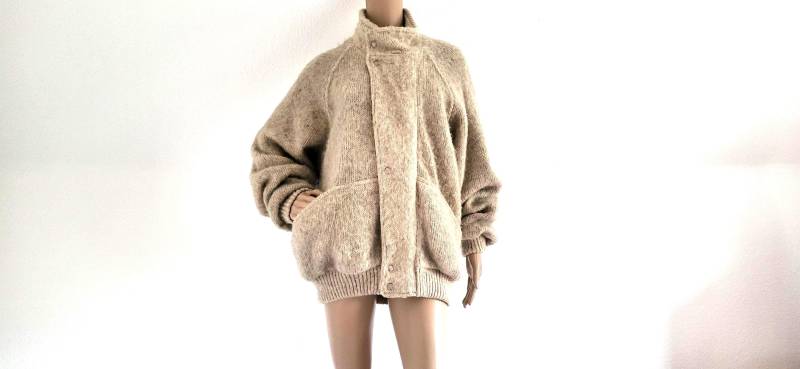 Alafoss Of Iceland 80Er Jahre Oversize Bomber Jacke Reine Wolle von VintageFebbre