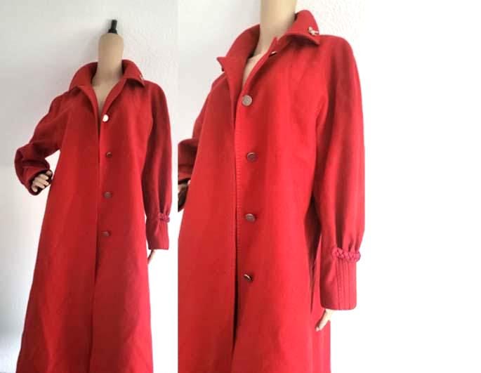 Bavaria Lodenmantel Roter Vintage 80Er Jahre Mantel Schurwolle von VintageFebbre