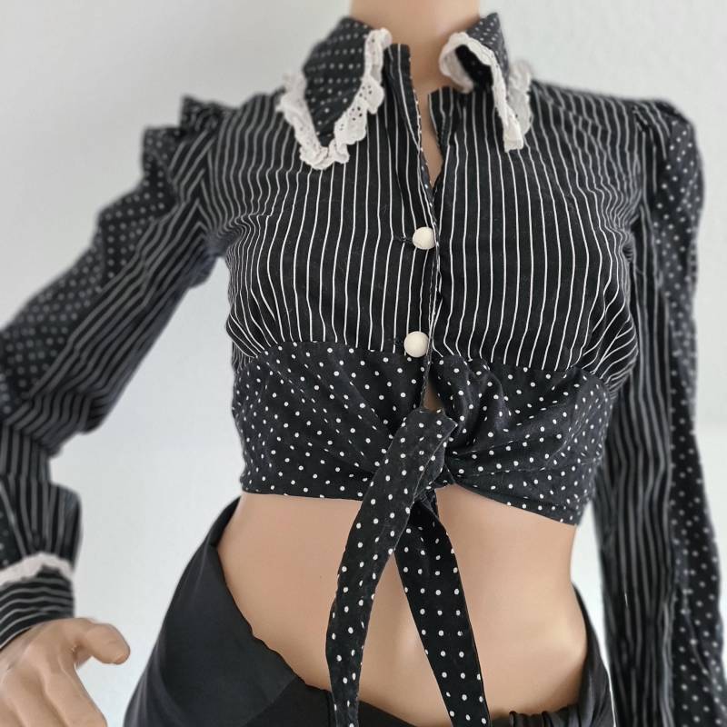 Original 70S Hippie Cropped Spitzkragen Vintage Bluse von VintageFebbre