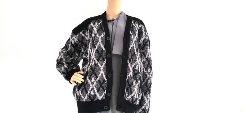 Vintage 70S Bomber Strickjacke Grunge Wolle Satin Und Strick von VintageFebbre