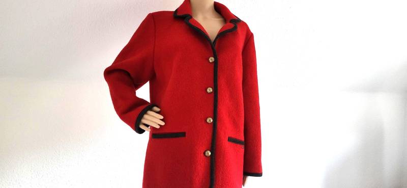 Vintage Lodenjacke Lodenburgh Rote Jacke Reine Wolle von VintageFebbre