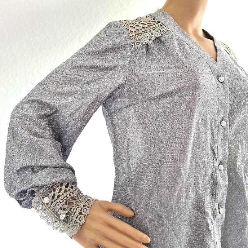 Vintage Lurex 70Er Jahre Silber Bluse 70S Glitzer von VintageFebbre