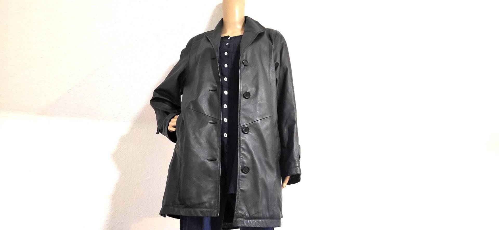 Vintage Nappaleder Kurzmantel Leather Coat Longjacke Lederjacke von VintageFebbre