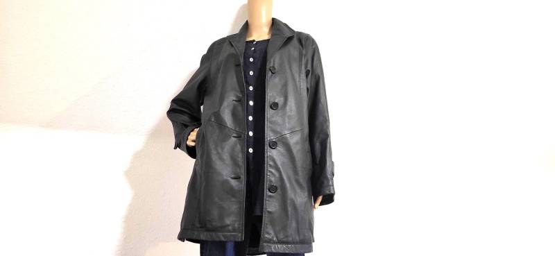 Vintage Nappaleder Kurzmantel Leather Coat Longjacke Lederjacke von VintageFebbre