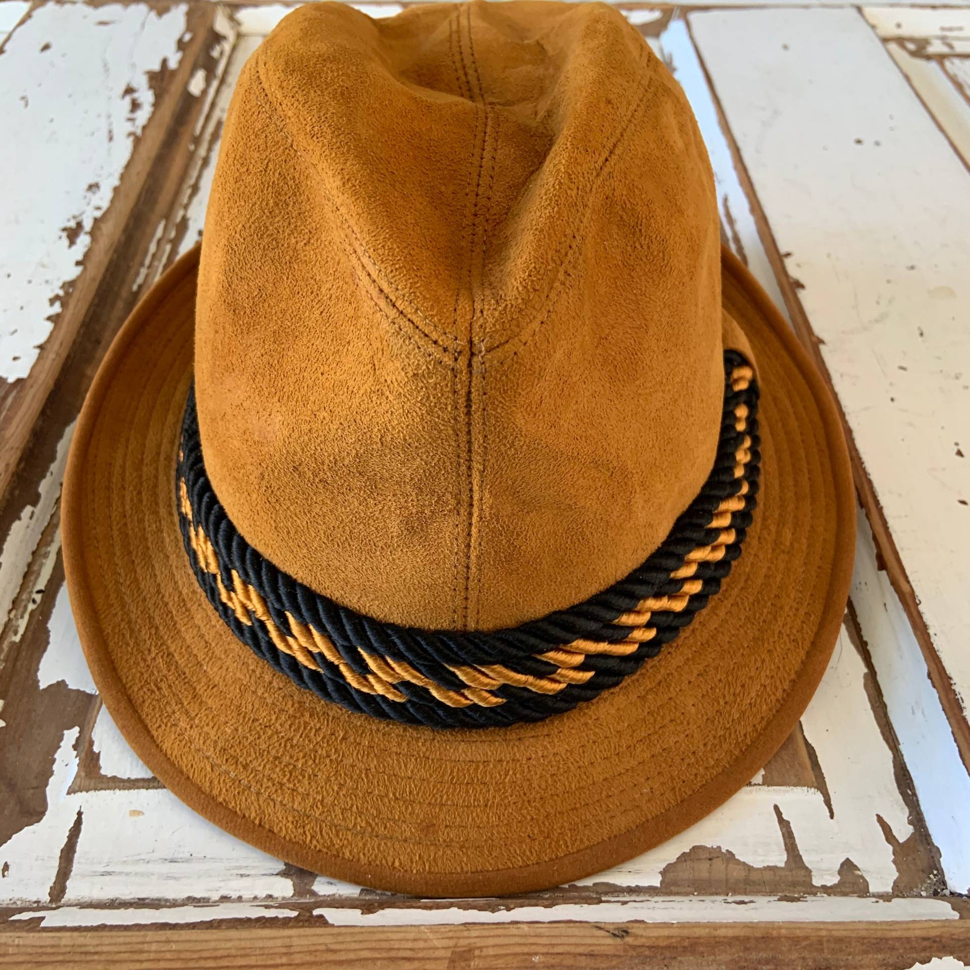 Vintage Leder Wildleder Fedora Hut Mütze von VintageFindsMichael