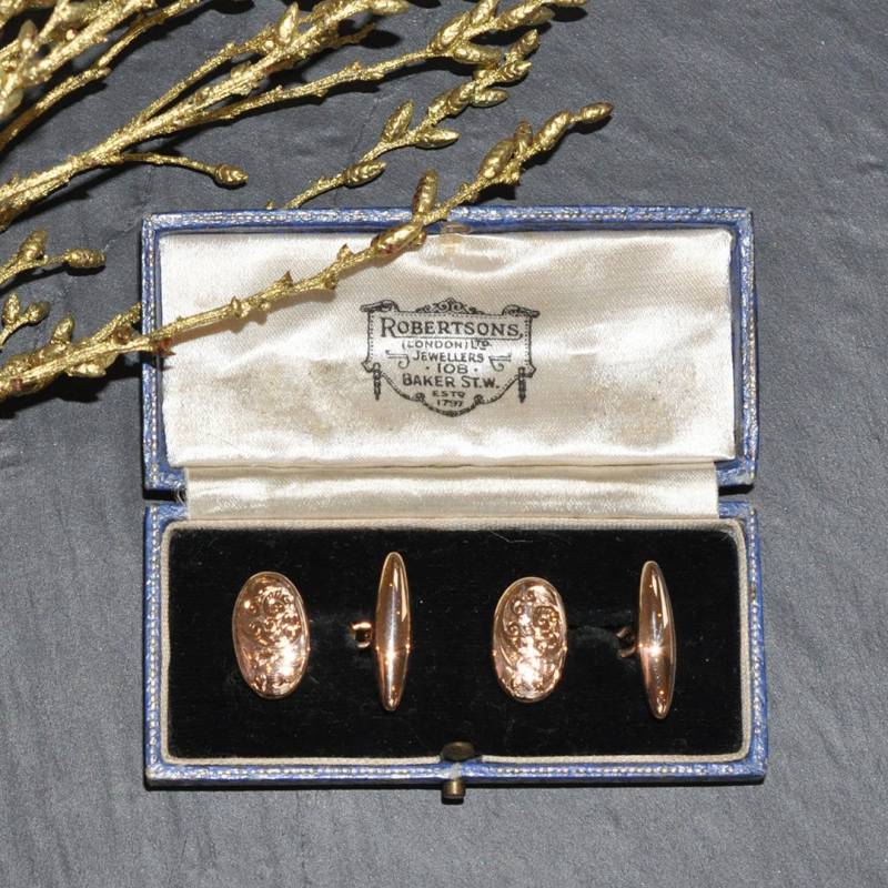 Antike Rose Gold Manschettenknöpfe von VintageFineJewellery