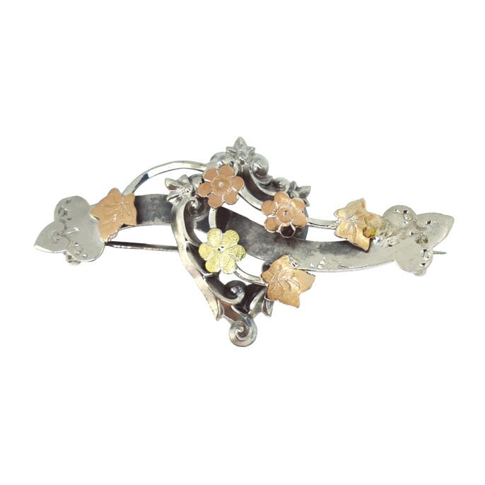 Antike Silber Herz Brosche von VintageFineJewellery