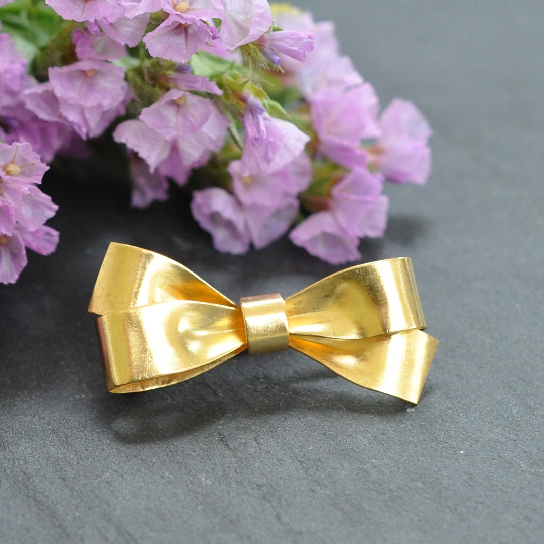 Gold Schleifen Brosche von VintageFineJewellery