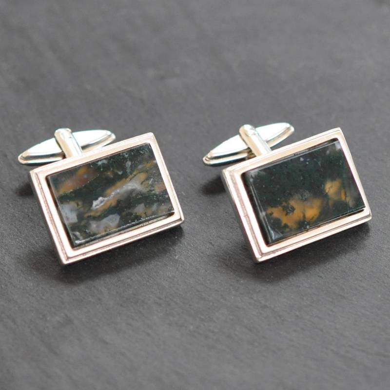 Moosachat Manschettenknöpfe von VintageFineJewellery