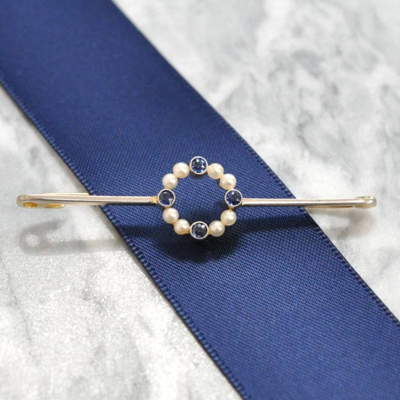 Perle & Saphir Lager Pin von VintageFineJewellery