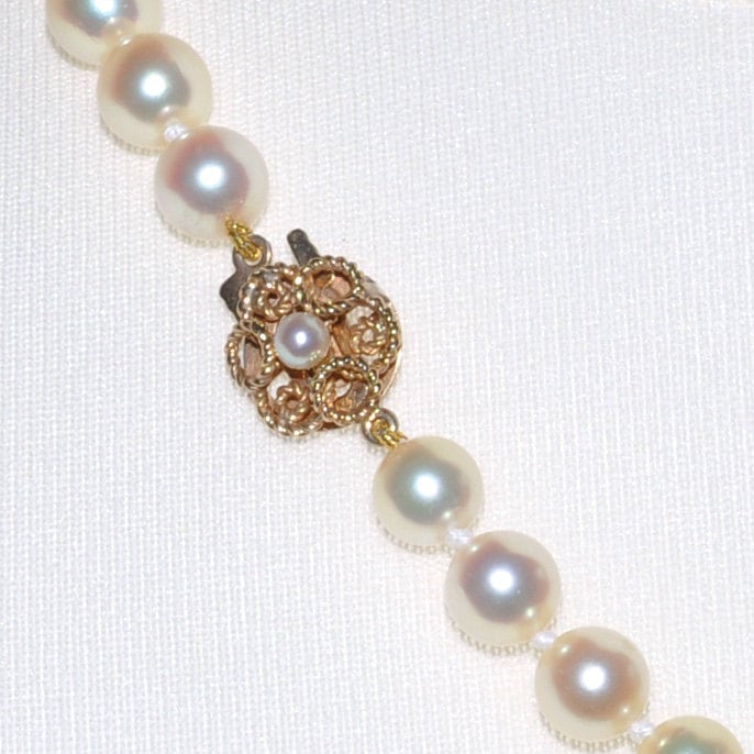 Perlenkette Mit Gold & Perlenverschluss von VintageFineJewellery