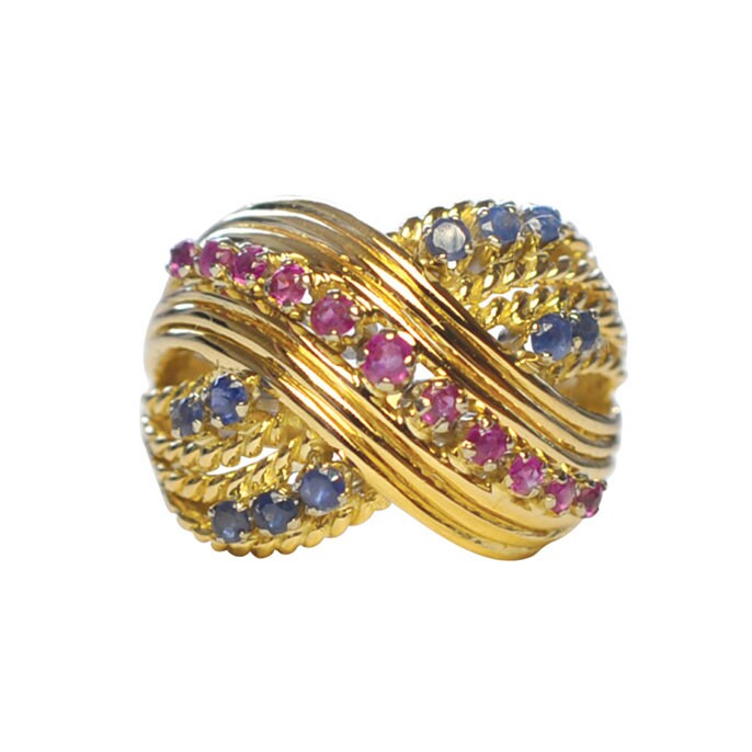 Rubin & Saphir Cocktail Ring von VintageFineJewellery
