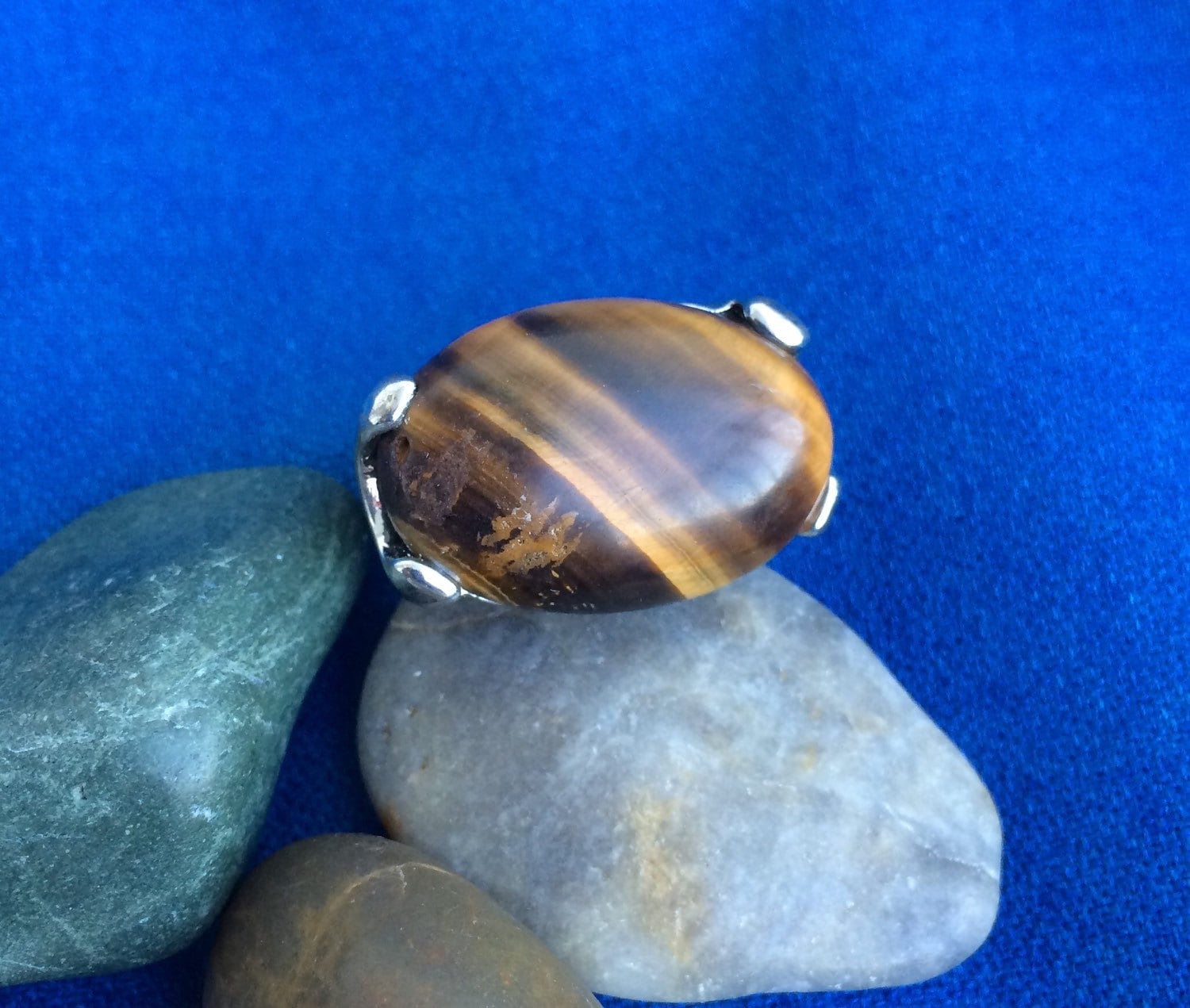 Vintage Herren Tigerauge Ring Kunststein Schmuck Retro 60Er, 70Er, 80Er Jahre Modeschmuck Accessoire, Atomic, Mid Century Modern von VintageFunland