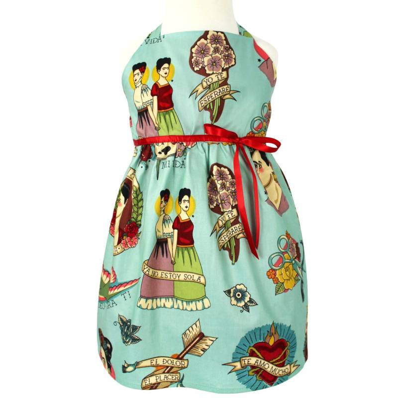 Frida Mädchen Kleid in Türkis von VintageGaleria