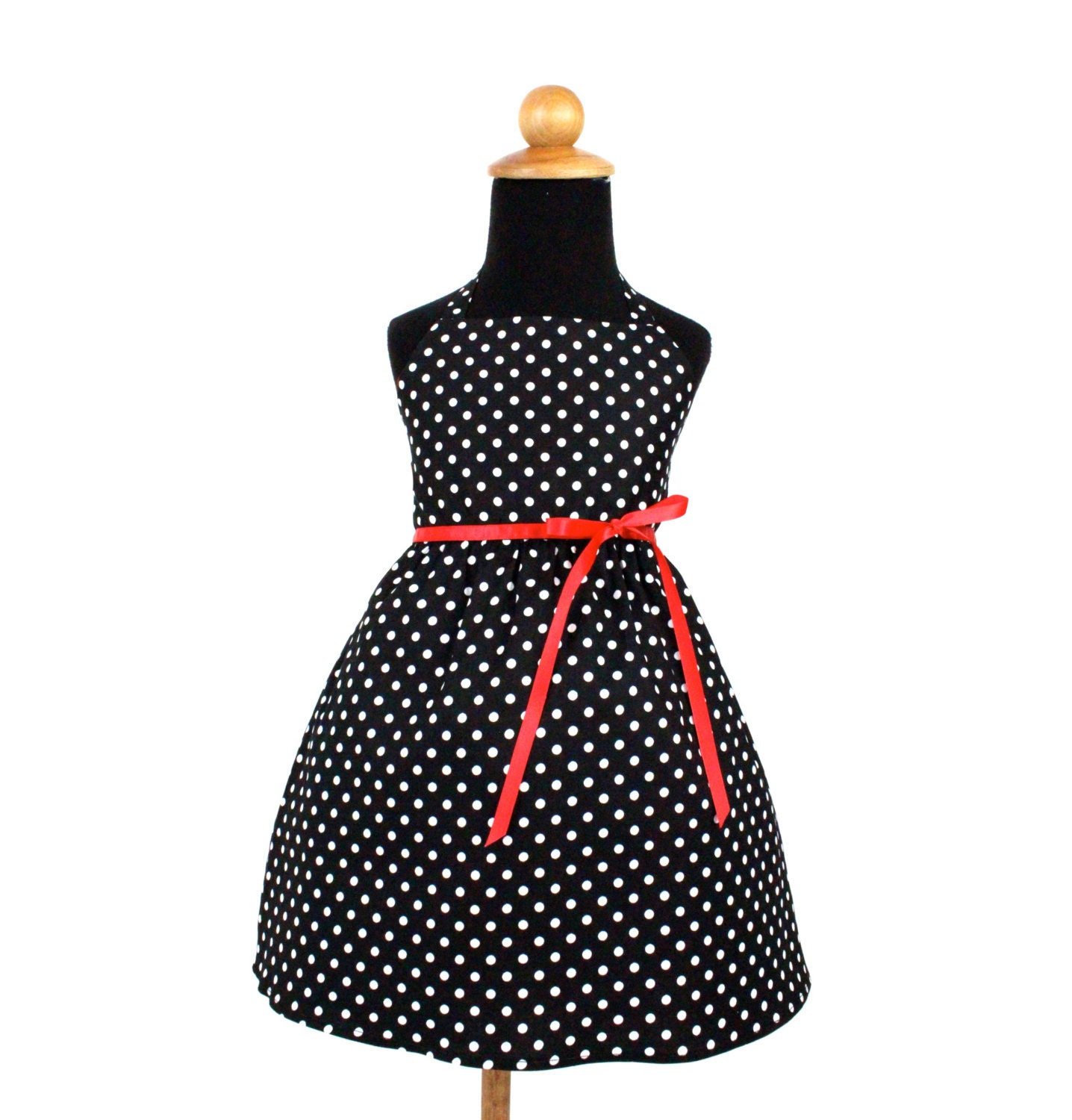 Vintage Inspiriertes Schwarzes Polka Dot Mädchenkleid von VintageGaleria