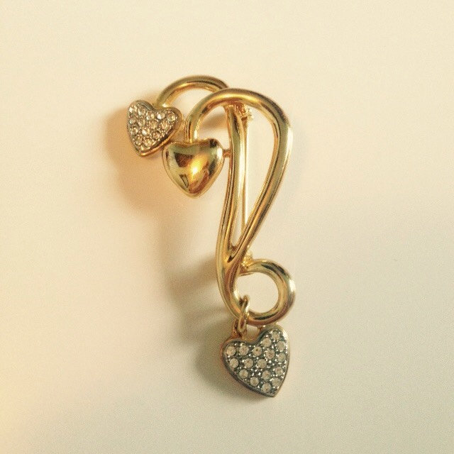 Diamant Herz Brosche Anstecknadel Gold-Ton von VintageGaloreFinds