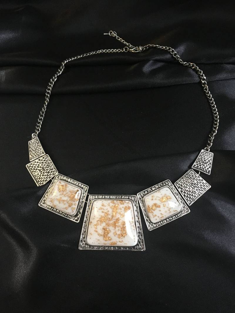 Schöne Vintage Schmuck Silber Weiß Gold Stein Party Hochzeit Abend Alltag Damen Frauen Atemberaubende Halskette von VintageGaluk