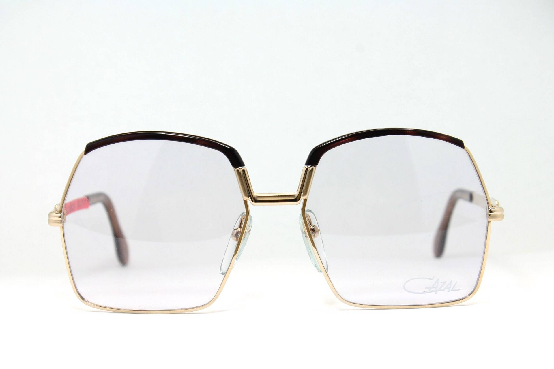 80Er Jahre Eckig Gold-Braun Cazal 204 C.97/7 54-16 Seltene Einzigartige True Vintage Brillenfassung Lünetten Occhiali Bril Glasögon Gafas E100 von VintageGermanGlasses