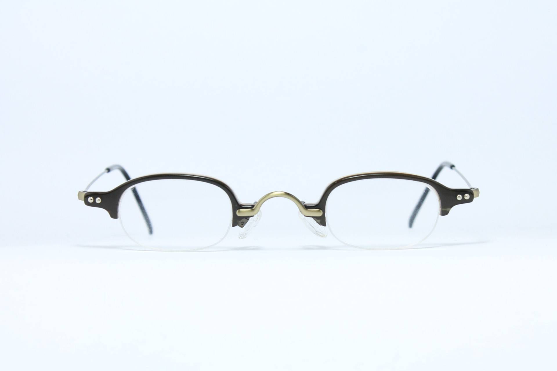 Halbrand Maier 11.110.01 Grau-Gold Kleine Linsen Selten Unikat Vintage Brillen Gestell Gläser Lunettes Occhiali Gafas Bril Glasögon E102 von VintageGermanGlasses