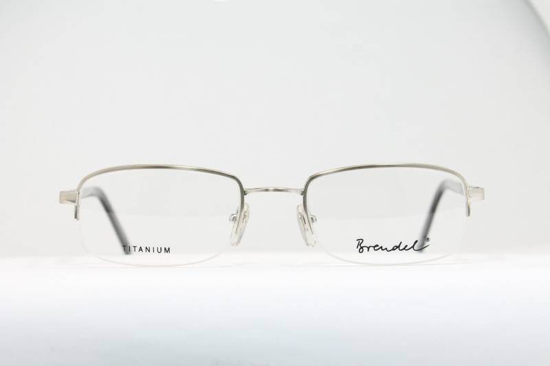 Halbrand Titan Silber Brendel 8679-1 Rechteck Vintage Brillengestell Brillen Lunettes Gafas Bril Glasögon E10 von VintageGermanGlasses
