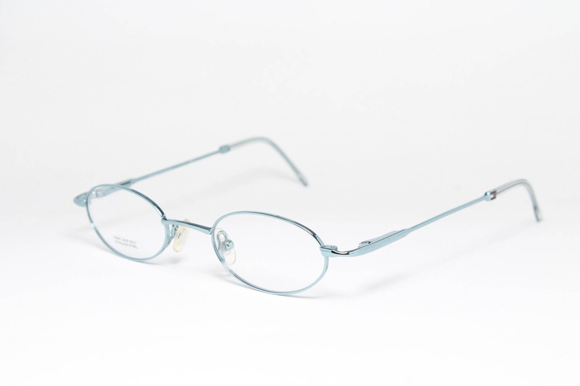 Micro Blue Oval Tommy Hilgiger Th 3082 Kleine Linsen Selten Unikat Vintage Brillen Gestell Gläser Lunettes Occhiali Gafas Bril Glasögon E08 von VintageGermanGlasses