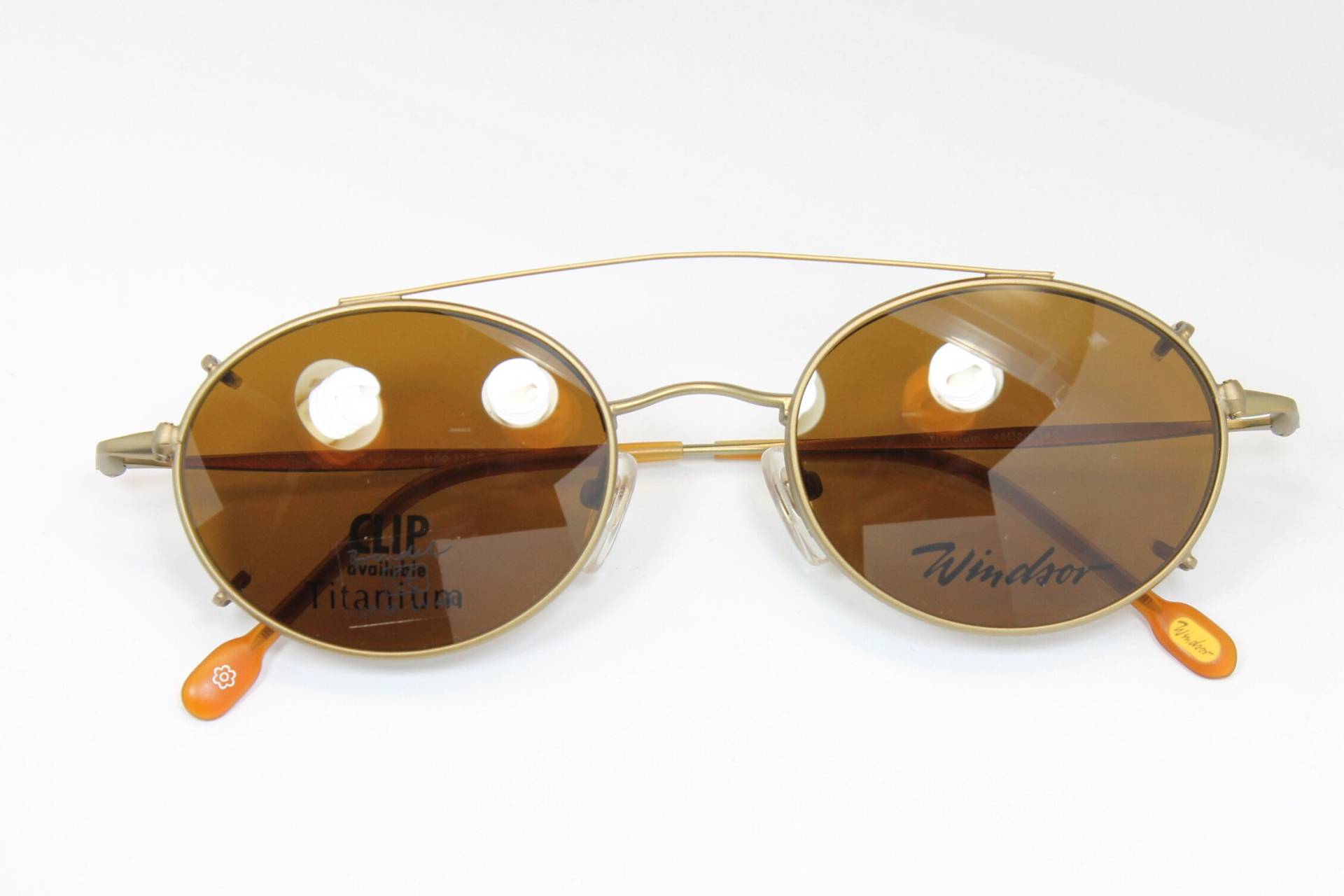 Titan Bronze Windsor 821-4 Runde Sonne Clip On Rare Einzigartige Vintage Brillen Gestell Gläser Lunettes Gafas Bril Glasögon Le05 von VintageGermanGlasses