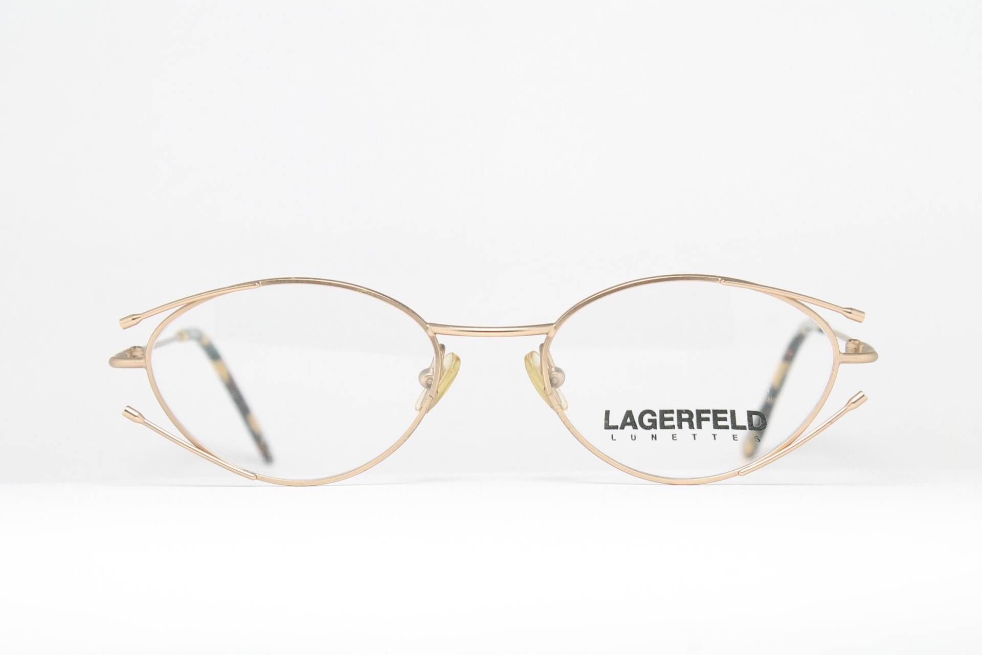 steampunk Lagerfeld 4301 01 Gold Cool Rare Unikat Original Vintage Brillen Gestell Brille Lunettes Bril Glasögon Gafas E07 von VintageGermanGlasses