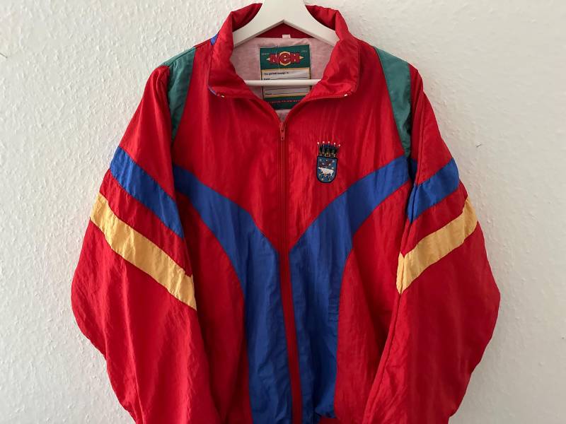 Vintage Windjacke Herren Medium Retro Sportjacke 90Er Bekleidung Streetwear Athletisch Bunt von VintageGermanyStudio