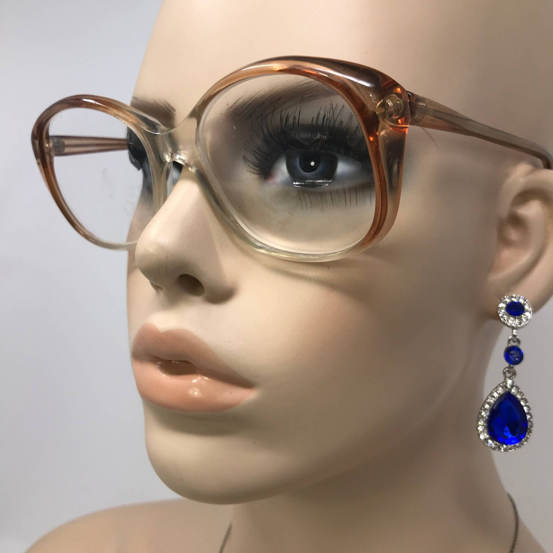 Vintage Damen Brille Brillengestell Oranges Katzenauge Gebraucht Brillengestelle Retro von VintageGlassesFrames