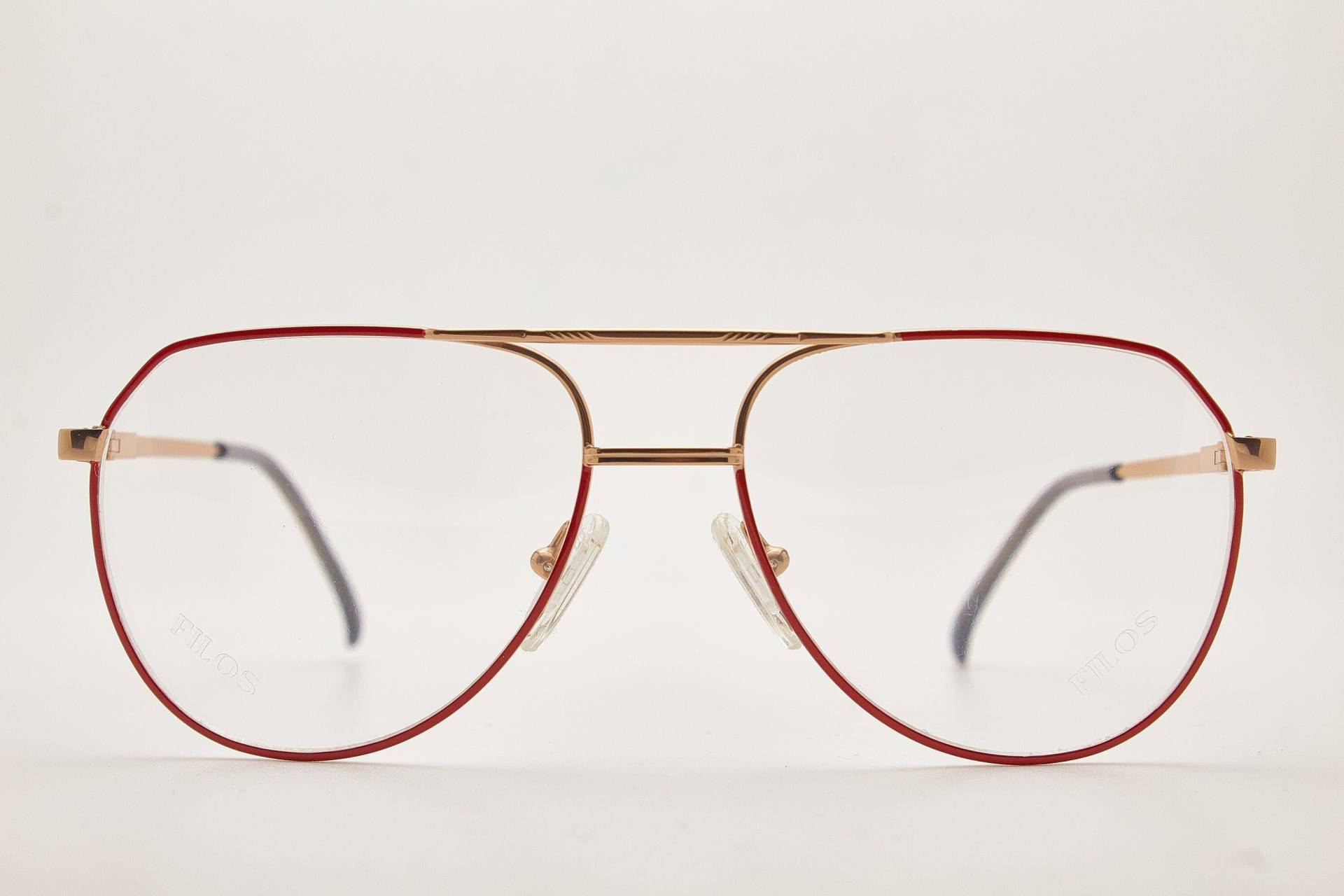 1980Er Jahre Brille/Herren Vintage Brille Filos 5410 Rot Gold Metall Rahmen/Hipster Brillen/Pilot Sonnenbrille/Oversizesonnenbrille/Aviator von VintageGlassesVault