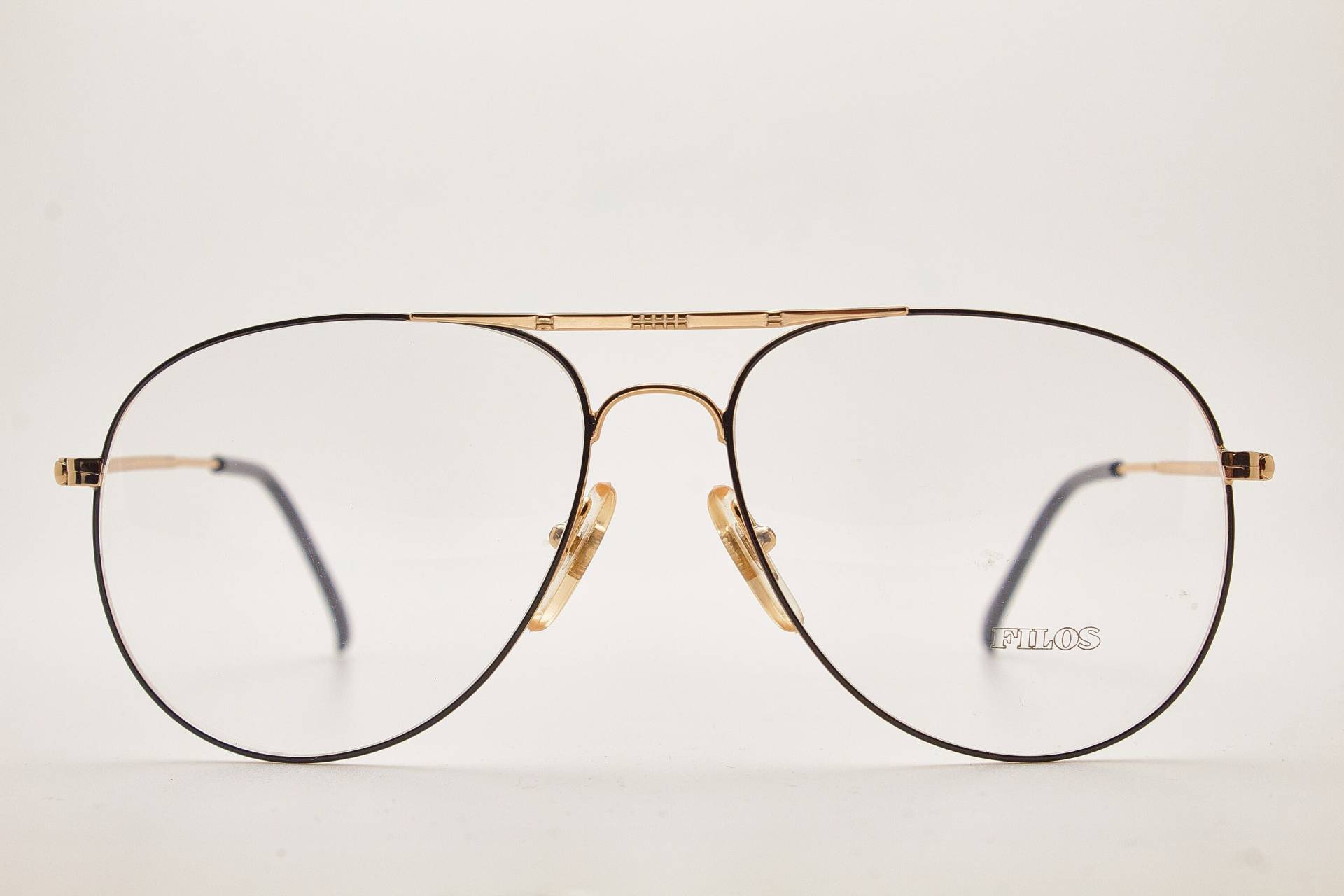 1980Er Jahre Brille/Herren Vintage Brillen Filos 5207 Schwarz Gold Metallrahmen/Hipster Brillen/Pilot Sonnenbrille/Oversize Sonnenbrille/Aviator von VintageGlassesVault